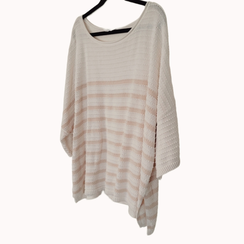 Time and Tru Pullover Three-quarter Sleeve Sweater Size XXL Ivory Tan - Picture 3 of 6